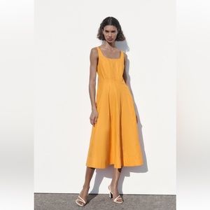 Zara POPLIN TANK DRESS. Orange. Sizes XS, S. New with Tags.